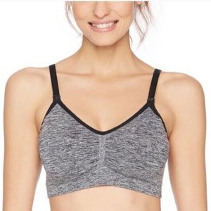 Nursing Bra‎ Size Medium Seamless Gray Black Motherhood Clip Down